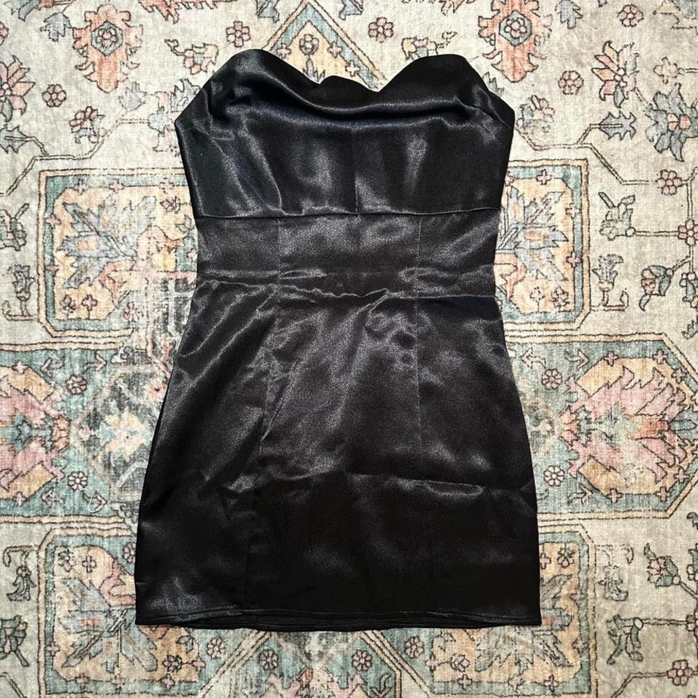 Lovers and Friends Black Satin Mini Dress (S)